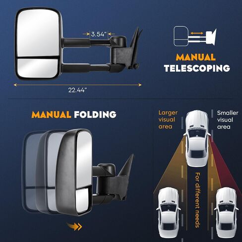 Towing Mirrors for Chevy GMC 1988-2000 C/K 1500/2500/3500, 1992-1999 C/K 1500/2500 Suburban, 1995-00 Tahoe Yukon with Folding Telescoping (1 Pair) in Saudi Arabia