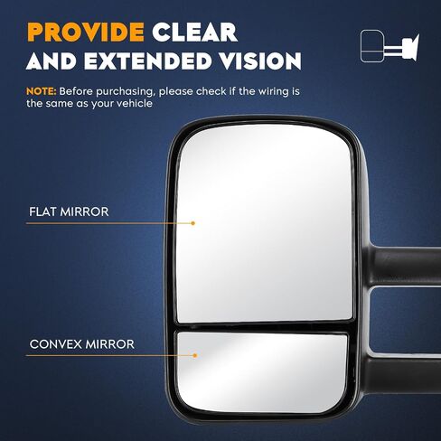 Towing Mirrors for Chevy GMC 1988-2000 C/K 1500/2500/3500, 1992-1999 C/K 1500/2500 Suburban, 1995-00 Tahoe Yukon with Folding Telescoping (1 Pair) in Saudi Arabia