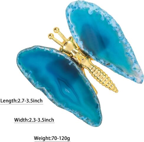 تمثال فراشة من العقيق الكريستالي الطبيعي، حامل فراشة بأجنحة العقيق الجيود المصقول لعرض فن الزفاف لتزيين المنزل، أصفر in Kuwait