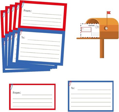 من ملصقات بريدية لعنوان الإرجاع، 50 ورقة فارغة ملصق شحن البريد ملصقات مضمونة بالبريد مقاس 3.5 × 4.5 بوصة خط يدوي ذاتي اللصق من/إلى علامات العنوان لحزمة المدرسة والمكتب المنزلي in Kuwait