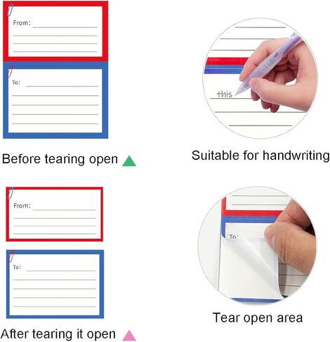 من ملصقات بريدية لعنوان الإرجاع، 50 ورقة فارغة ملصق شحن البريد ملصقات مضمونة بالبريد مقاس 3.5 × 4.5 بوصة خط يدوي ذاتي اللصق من/إلى علامات العنوان لحزمة المدرسة والمكتب المنزلي in Kuwait