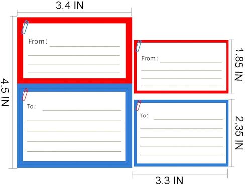 من ملصقات بريدية لعنوان الإرجاع، 50 ورقة فارغة ملصق شحن البريد ملصقات مضمونة بالبريد مقاس 3.5 × 4.5 بوصة خط يدوي ذاتي اللصق من/إلى علامات العنوان لحزمة المدرسة والمكتب المنزلي in Kuwait