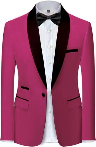 Men's Casual Slim Fit Blazer, One Button Shawl Lapel Jacket, Lightweight Tuxedo for Dinner Prom Party Wedding in Saudi Arabia