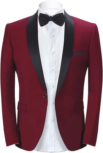 Men's Casual Slim Fit Blazer, One Button Shawl Lapel Jacket, Lightweight Tuxedo for Dinner Prom Party Wedding in Saudi Arabia