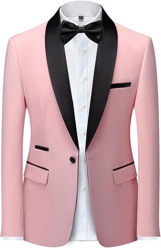 Men's Casual Slim Fit Blazer, One Button Shawl Lapel Jacket, Lightweight Tuxedo for Dinner Prom Party Wedding in Saudi Arabia