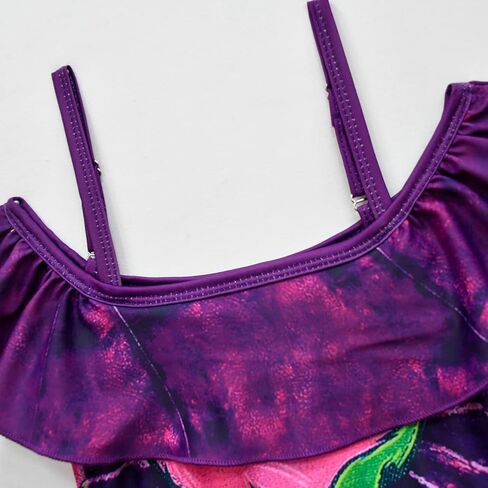 بدلة استحمام للفتيات من أحفاد، طقم بيكيني مكون من قطعتين من ملابس السباحة للأميرة اللطيفة (8-9 سنوات، أرجواني) in Kuwait