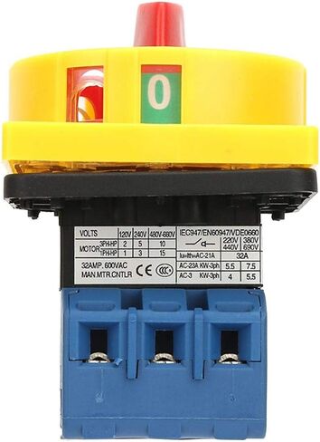 Rotary Cam Changeover Switch 25A/32A 3-Pole 2-Position Load Circuit Breaker Switch Rotary Cam On-Off Power Switch(32A) in Saudi Arabia