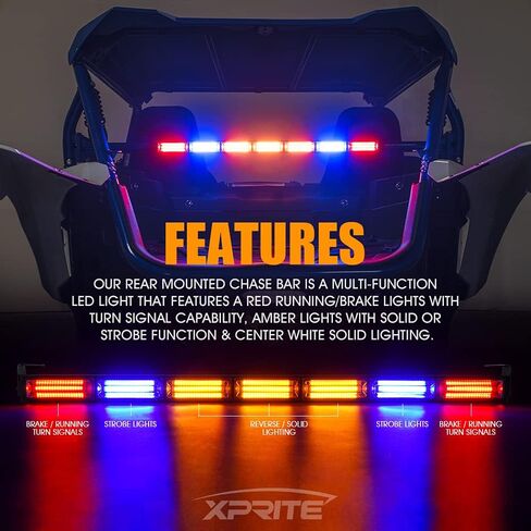 Xprite 30" UTV RZR Chase Strobe Flashing Light Bar, with Brake, Reverse, Turn Signal Function, Rear Safety Lightbar for Polaris XP 1000 900, Can-Am Maverick X3, SxS, Yamaha, ATV, Off Road - RBYYYBR in Saudi Arabia