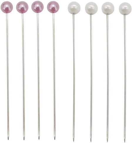 200 قطعة 65 مللي متر طول الأبيض والوردي فو اللؤلؤ رئيس دبابيس الخياطة دبابيس مستقيمة دبابيس اللحف للخياطة ، اللحف ، هدب النسيج DIY بها بنفسك صنع in Kuwait