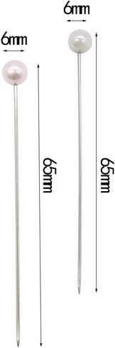 200 قطعة 65 مللي متر طول الأبيض والوردي فو اللؤلؤ رئيس دبابيس الخياطة دبابيس مستقيمة دبابيس اللحف للخياطة ، اللحف ، هدب النسيج DIY بها بنفسك صنع in Kuwait