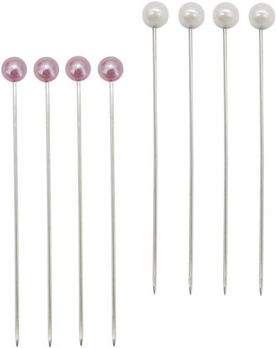 200 قطعة 65 مللي متر طول الأبيض والوردي فو اللؤلؤ رئيس دبابيس الخياطة دبابيس مستقيمة دبابيس اللحف للخياطة ، اللحف ، هدب النسيج DIY بها بنفسك صنع in Kuwait