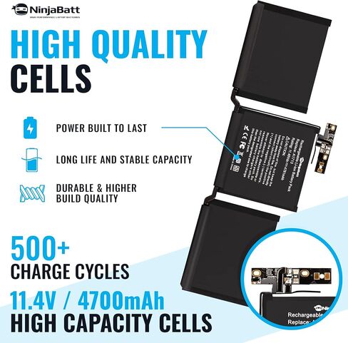 NinjaBatt A1713 A1708 Replacement Battery for MacBook Pro 13-inch A1708 (Late 2016,Mid 2017 Years) - [4781mAh/54.5Wh/11.4V ] in Saudi Arabia