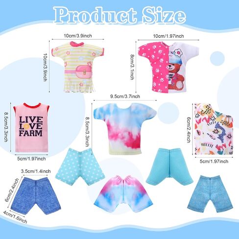 5 Pieces Doll Clothes, 12 Inch Girl Doll Clothes Accessories Cotton Summer Tops Swimwear Robe Doll T Shirt Dress Regular Outfit Doll Clothing (Shorts) in Saudi Arabia