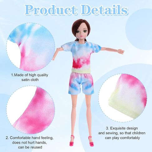 5 Pieces Doll Clothes, 12 Inch Girl Doll Clothes Accessories Cotton Summer Tops Swimwear Robe Doll T Shirt Dress Regular Outfit Doll Clothing (Shorts) in Saudi Arabia