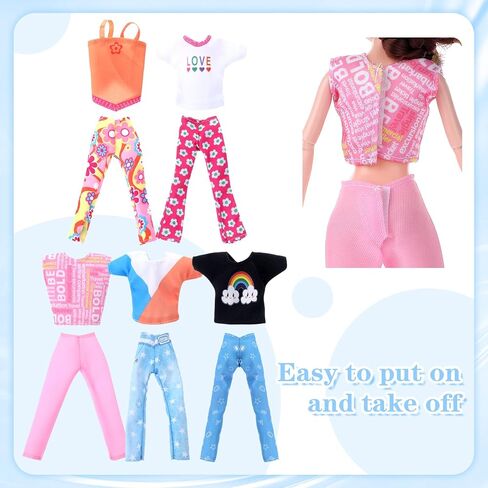 5 Pieces Doll Clothes, 12 Inch Girl Doll Clothes Accessories Cotton Summer Tops Swimwear Robe Doll T Shirt Dress Regular Outfit Doll Clothing (Shorts) in Saudi Arabia