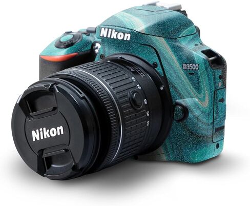Carbon Fiber Skin Compatible with Nikon D3500 Camera - Aqua Swirl - Premium 3M Vinyl Protective Wrap Decal Cover - Easy to Apply | Crafted in The USA by MightySkins in Saudi Arabia