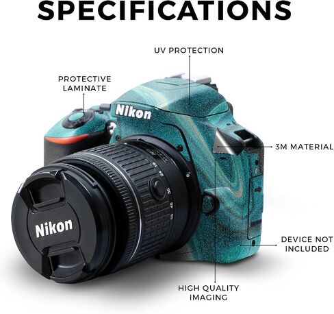 Carbon Fiber Skin Compatible with Nikon D3500 Camera - Aqua Swirl - Premium 3M Vinyl Protective Wrap Decal Cover - Easy to Apply | Crafted in The USA by MightySkins in Saudi Arabia