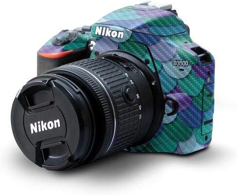 Carbon Fiber Skin Compatible with Nikon D3500 Camera - Aqua Swirl - Premium 3M Vinyl Protective Wrap Decal Cover - Easy to Apply | Crafted in The USA by MightySkins in Saudi Arabia