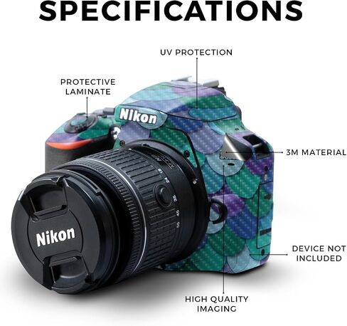 Carbon Fiber Skin Compatible with Nikon D3500 Camera - Aqua Swirl - Premium 3M Vinyl Protective Wrap Decal Cover - Easy to Apply | Crafted in The USA by MightySkins in Saudi Arabia