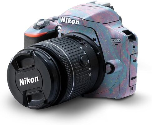 Carbon Fiber Skin Compatible with Nikon D3500 Camera - Aqua Swirl - Premium 3M Vinyl Protective Wrap Decal Cover - Easy to Apply | Crafted in The USA by MightySkins in Saudi Arabia