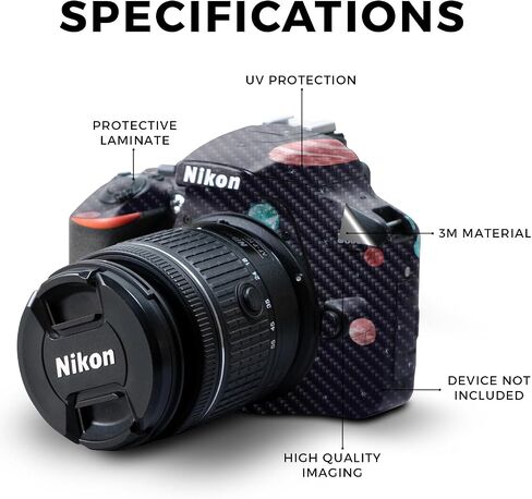 Carbon Fiber Skin Compatible with Nikon D3500 Camera - Bright Night Sky - Premium 3M Vinyl Protective Wrap Decal Cover - Easy to Apply | Crafted in The USA by MightySkins in Saudi Arabia
