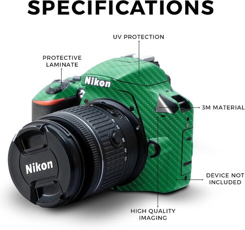 Carbon Fiber Skin Compatible with Nikon D3500 Camera - Solid Green - Premium 3M Vinyl Protective Wrap Decal Cover - Easy to Apply | Crafted in The USA by MightySkins in Kuwait