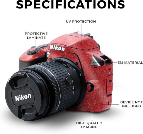 غلاف لامع لامع متوافق مع كاميرا Nikon D3500 - أحمر خالص - غطاء لاصق واقٍ من الفينيل الفاخر 3M - سهل الاستخدام | صُنع في الولايات المتحدة الأمريكية بواسطة MightySkins in Kuwait