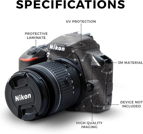 Carbon Fiber Skin Compatible with Nikon D3500 Camera - Bright Night Sky - Premium 3M Vinyl Protective Wrap Decal Cover - Easy to Apply | Crafted in The USA by MightySkins in Saudi Arabia