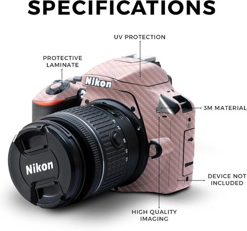 Carbon Fiber Skin Compatible with Nikon D3500 Camera - Solid Blush - Premium 3M Vinyl Protective Wrap Decal Cover - Easy to Apply | Crafted in The USA by MightySkins in Kuwait