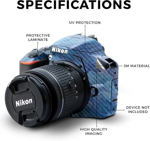 Carbon Fiber Skin Compatible with Nikon D3500 Camera - Black Wall - Premium 3M Vinyl Protective Wrap Decal Cover - Easy to Apply | Crafted in The USA by MightySkins in Saudi Arabia
