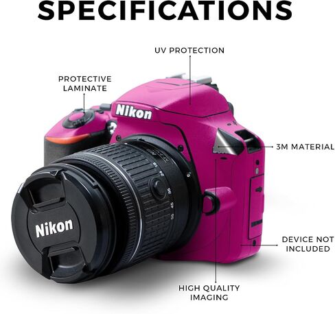 غلاف لامع لامع متوافق مع كاميرا Nikon D3500 - أحمر خالص - غطاء لاصق واقٍ من الفينيل الفاخر 3M - سهل الاستخدام | صُنع في الولايات المتحدة الأمريكية بواسطة MightySkins in Kuwait