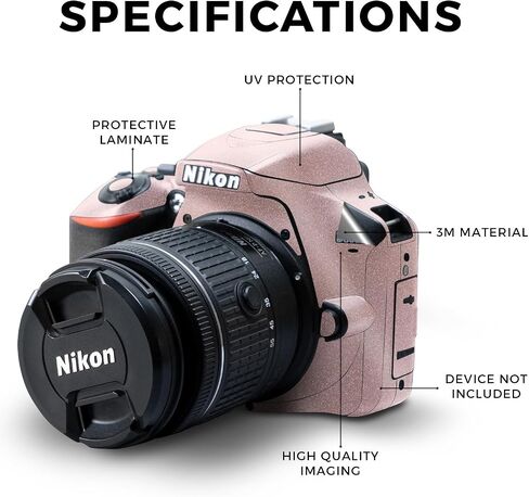 Carbon Fiber Skin Compatible with Nikon D3500 Camera - Solid Blush - Premium 3M Vinyl Protective Wrap Decal Cover - Easy to Apply | Crafted in The USA by MightySkins in Kuwait