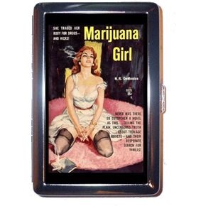 حافظة لبطاقة الهوية أو السجائر من الفولاذ المقاوم للصدأ من Marijuana Girl Classic Lowbrow Pulp Art (حجم كينج)
