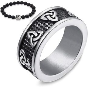 Gungneer Stainless Steel Triquetra Celtic Knot Ring Engagement Wedding Band Protection Irish Jewelry Men Women