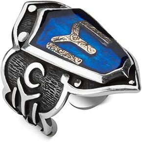 argunjewellery Dirilis Ertugrul Kayi IYI Tribe Zihgir Blue Enamel 925K Sterling Silver Men's Thumb Ring
