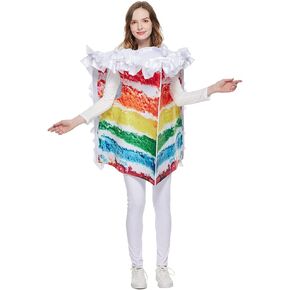 Unisex Adult's Sponge Cake Costume Diced Rainbow Cake Halloween Party Dessert Funny Cosplay Costume, Multicolored