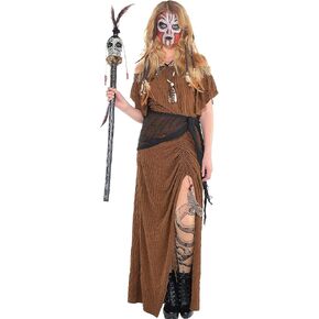 Enchanting Brown Witch Doctor Polyester Dress (Adult Standard Size) - 1 Pc - Perfect for Halloween & Theme Parties