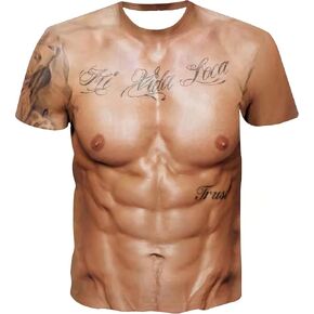 Fashion 3D Muscle Printed Men's Short Sleeve T-Shirt Casual Funny Pattern Men's Short-Sleeved Shirt T-Shirt