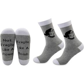 MBMSO 2 Pairs Not Fragile Like a Flower Fragile Like a Bomb RBG Socks RBG Feminist Gifts Women Power Gifts