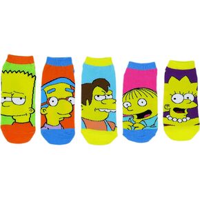 The Simpsons Womens' Ankle-No Show Socks 5 Pair Pack (One Size, Simpsons Multi-color)