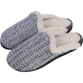 Roxoni Memory Foam Slippers for Women - Fuzzy Cozy Indoor/Outdoor Slides - Fluffy Slip On Shoes Womens House Slippers with Plush Heels and Anti-Skid Rubber Sole