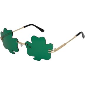 St. Patrick's Day Glasses Irish Shamrock Sunglasses, Leprechaun Costume Green Clover Eyeglasses Saint Patricks Gift