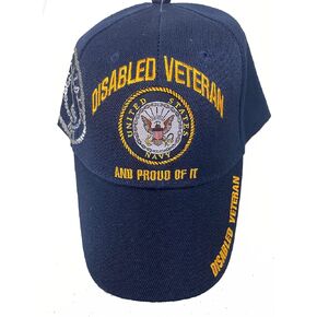قبعة مطرزة عليها شعار فريق DISABLED NAVY VETERAN PROUD OF IT