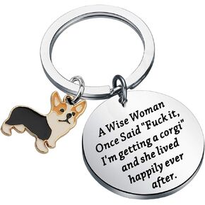 ENSIANTH Funny Corgi Keychain Corgi Mom Gift Corgi Owner Gift A Wish Women Once Said F*ck It Corgi Gift for Women