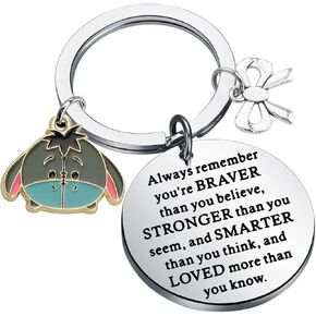WSNANG Donkey Gifts Donkey Keychain for Donkey Lovers Gift Farm Animal Gift You Are Braver Stronger Smarter Than You Think