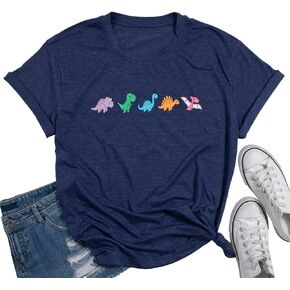 Women Dinosaurs Shirt Cut Teacher Tshirt Dinosaur Graphic Summer Short Sleeve Loose Tee