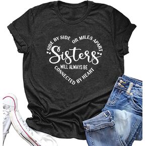 المرأة شقيقة قميص جنبا إلى جنب أو مايلز وبصرف النظر الأخوات تي شيرت السببية شقيقة هدية عيد ميلاد قصيرة الأكمام بلايز المحملة in Kuwait