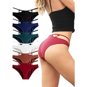 DingLu Women’s String Underwear High Cut Bikini Cheeky Panties 6 Pack