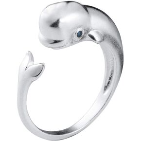 Helen de Lete Beluga White Whale S925 Sterling Silver Adjustable Ring