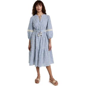 Shoshanna Women's Embroidered Chambray Umbrella Midi Dress
